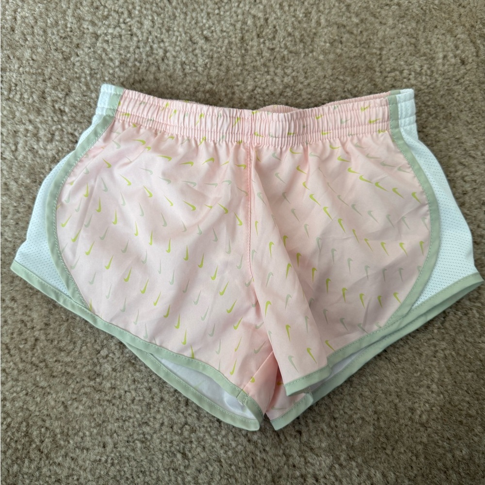 Nike Girls Pink Green and White Dri Fit Shorts